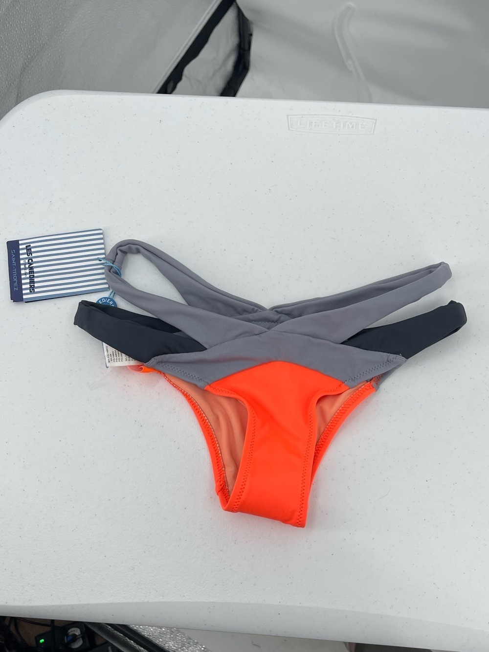 Les Canebiers NWT orange gray bikini bottom